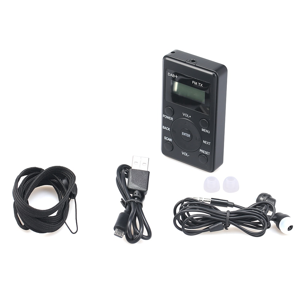 Mini Radio FM DAB + receptor de FM con auriculares, transmisor de DAB-FM portátil, Radio Digital recargable con micro-usb para viajes diarios