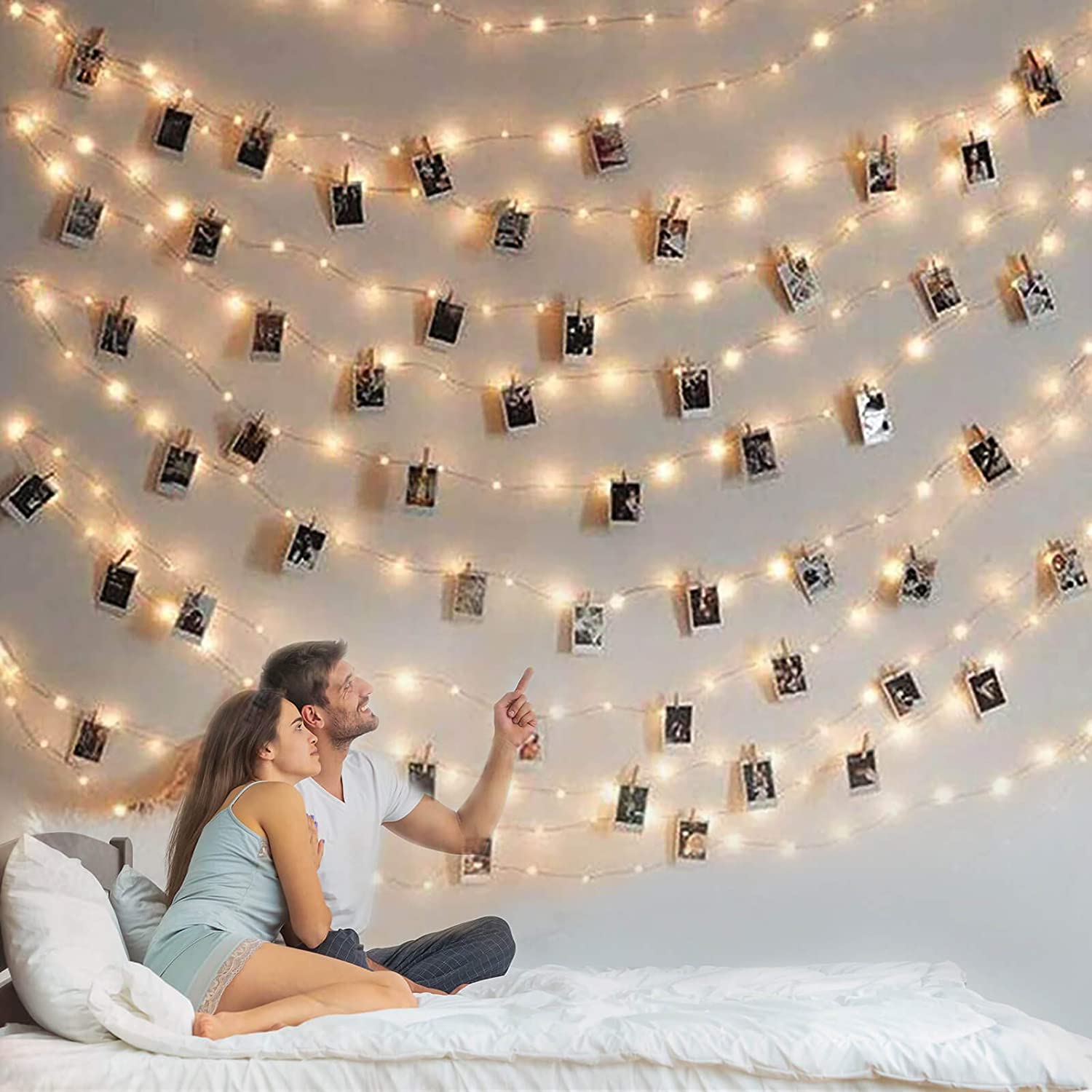 Guirnalda de luces LED con Clip para fotos, guirnalda de luces alimentadas por batería USB/AA, para dormitorio, Navidad, , boda, decoración