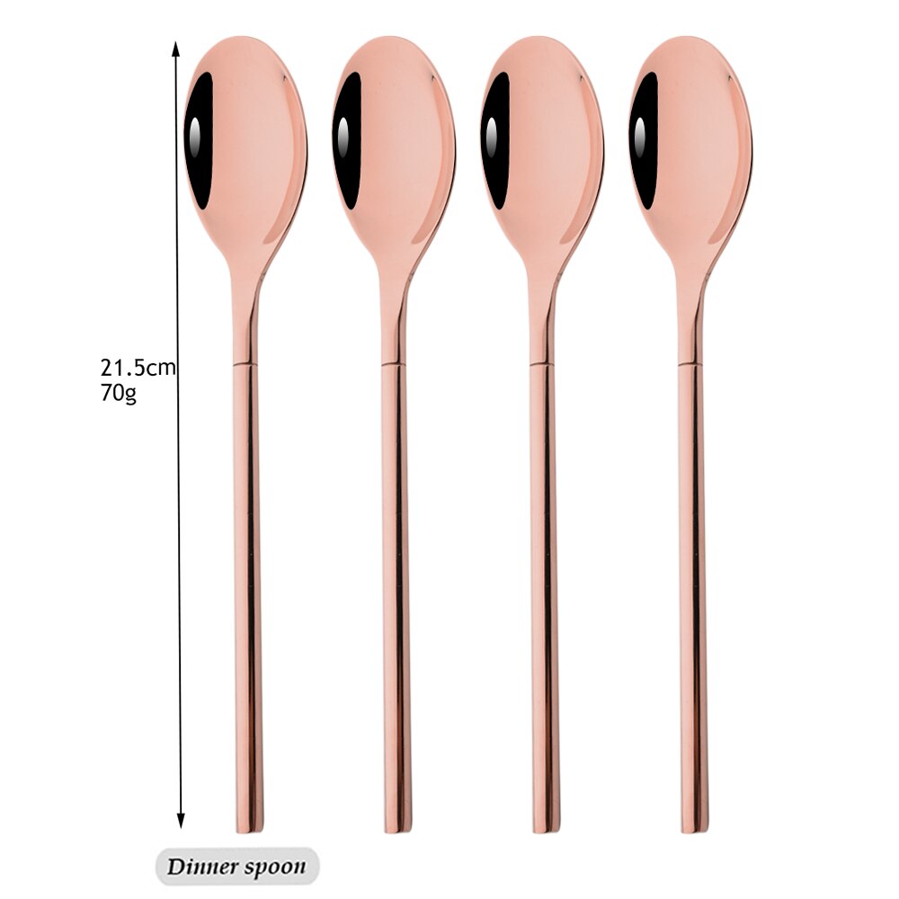 Drmfiy 4/16pcs Noir Ensemble de Vaisselle Couteaux Fourchettes Cuillères Couverts En Acier Inoxydable Couverts Couverts Cuisine Vaisselle: Rose Spoon 4pcs