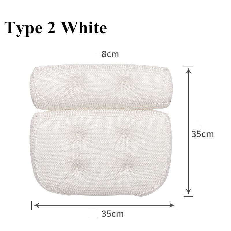3D Mesh Spa Bath Pillow with 6/4pcs Suction Cups Neck Back Support Breathable Spa Pillow Bathroom Accersories подушка для ванны: type 2 white