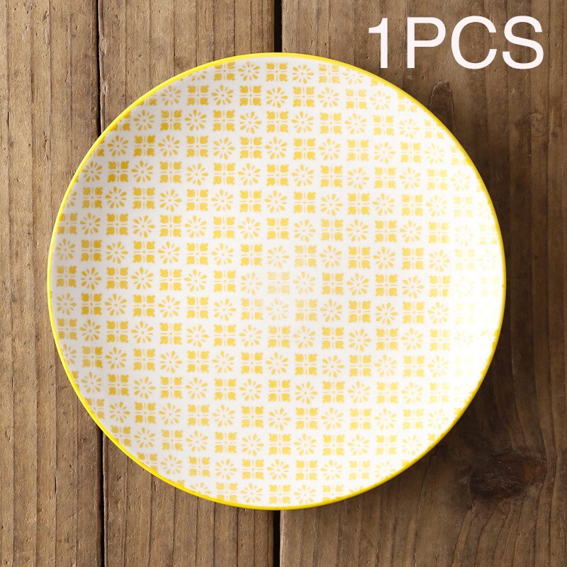 Vajilla de cerámica de estilo occidental para el hogar, plato plano de 8 pulgadas, estilo nórdico japonés, , moderno y Simple: C-14