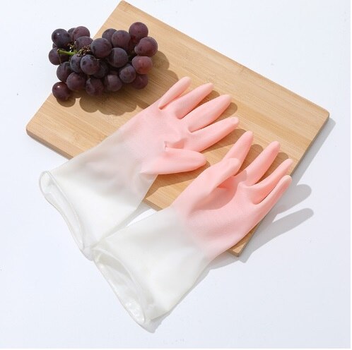 Beständig Fett Lösungsmittel Nicht-slip Küche Dish Waschen Haushalt Reinigung Scratch Beständig Handschuhe: transparent pink / S