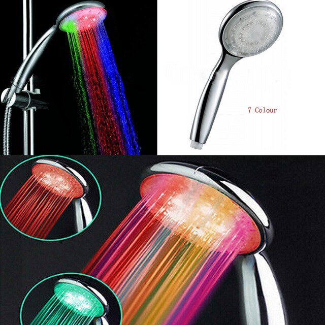 LED Anion Shower SPA Shower Head Pressurized Water - Saving Temperature Control Colorful Handheld Big Rain Shower: 7 Color