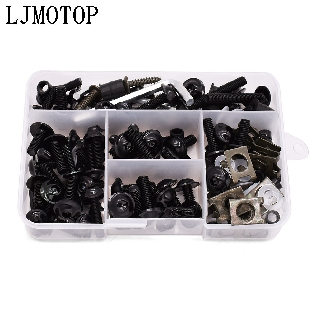 Aluminum Motorcycle Fairing Screws Nuts Kit Moto Body Work Bolts Screw For Yamaha YZF R120 R1 R3 R25 R6 600R FZR 600 MT07 MT09: Black