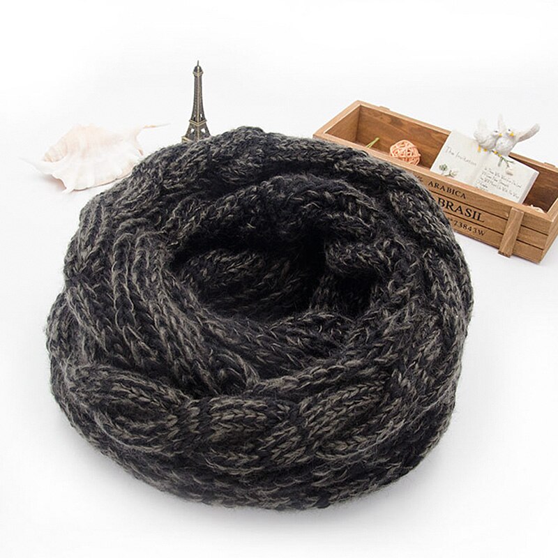 Snood Scarf Thick Knitted Winter Warm Women Ring Scarf Unisex Color Matching Soft Neck Loop Scarfs Circle Top: color9