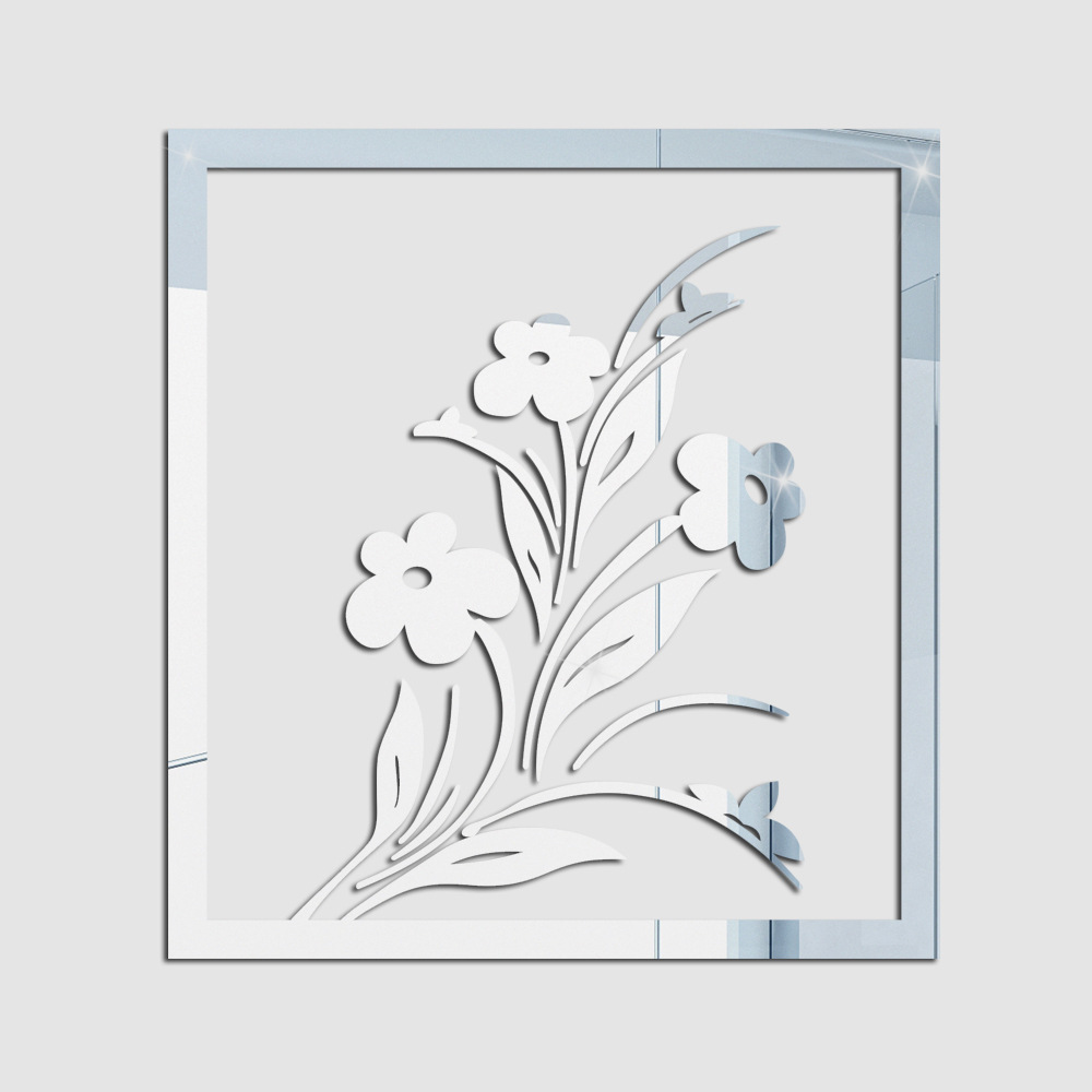 Meubels Kast Interieurstickers Spiegel Acryl Muur Sticker Zelfklevende 3D Waterdichte Sticker Tv Kast Decor Schilderen: Sliver / S