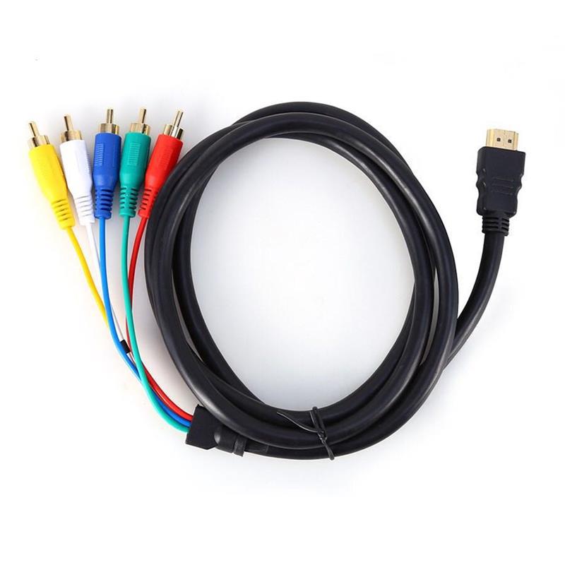 Larryjoe 1080P HDMI Male Naar 5 RCA Kabel van 5FT/1.5 M HDMI-Naar-ypbpr Converter RGB Audio video AV Adapter met R/L Audio-uitgang