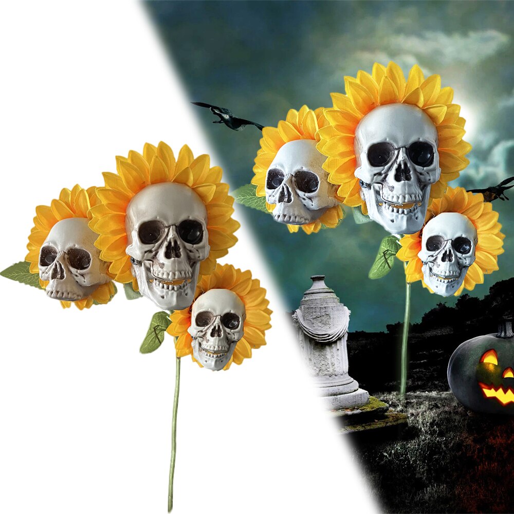 Zonnebloem Schedel Halloween Simulatie Bloem Tuin Horror Sfeer Decoratie Yard Halloween Decoratie: C