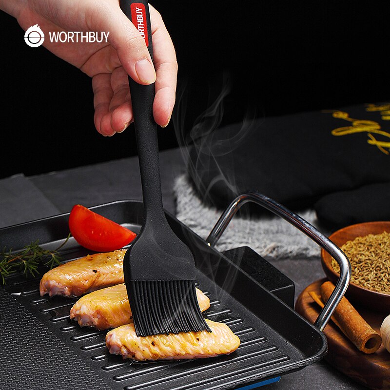 WORTHBUY Silicone Pastry Brushes Spatula Set Heat-Resistant Non-Stick Cake Oil Brush For Baking BBQ Kitchen Cooking Utensils Set