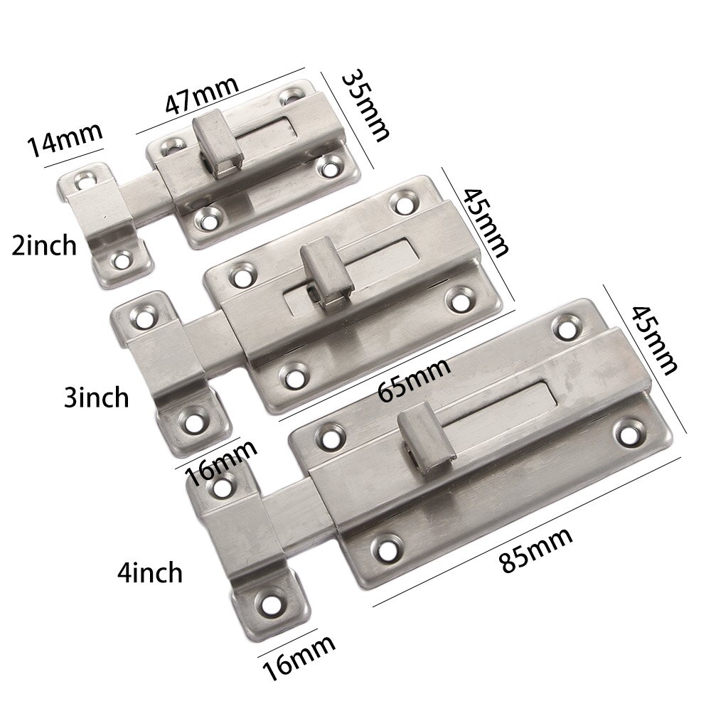 1 Pcs Stainless Steel Door Window Lock Bolt Cabinet Slide Padlock Clasp For Bathroom Bedroom Home Improvement