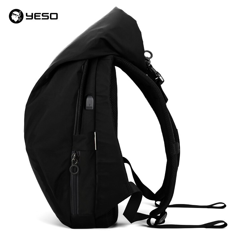 YESO-mochila para ordenador portátil para hombre, morral de viaje de gran capacidad, Irregular, a la , resistente al agua, Oxford, 15,6 pulgadas: Black No Hat