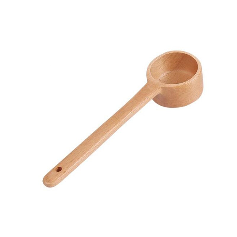 Cuchara medidora de madera con mango largo, utensilios de medición para cocina, café, sopa, hogar
