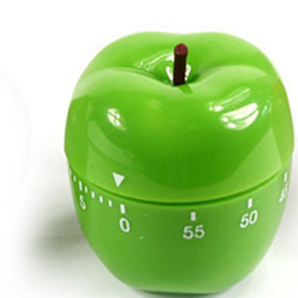 Minuterie mécanique en forme de Fruit, 1 pièce, compte à rebours à usage domestique, minuterie de cuisson manuelle, rappel de cuisine (pomme verte)