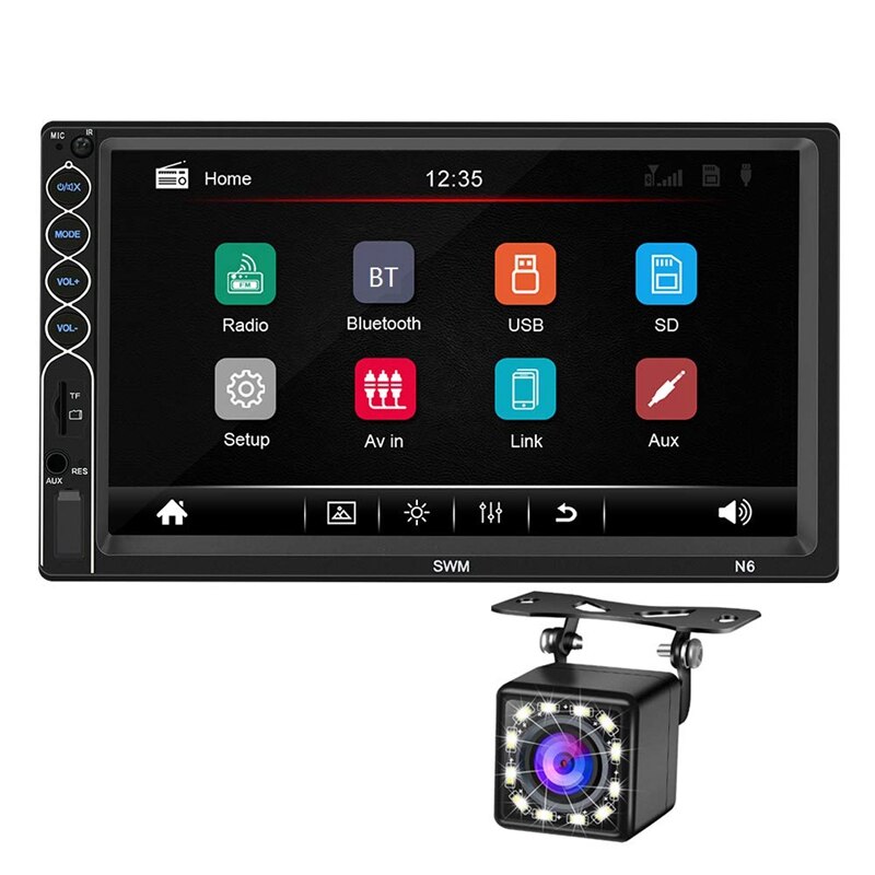 Double Din 7 pouces voiture FM Radio MP5 lecteur, appuyez sur Sn In-Dash stéréo voiture o système Autoradio avec Bluetooth mains libres, Rea