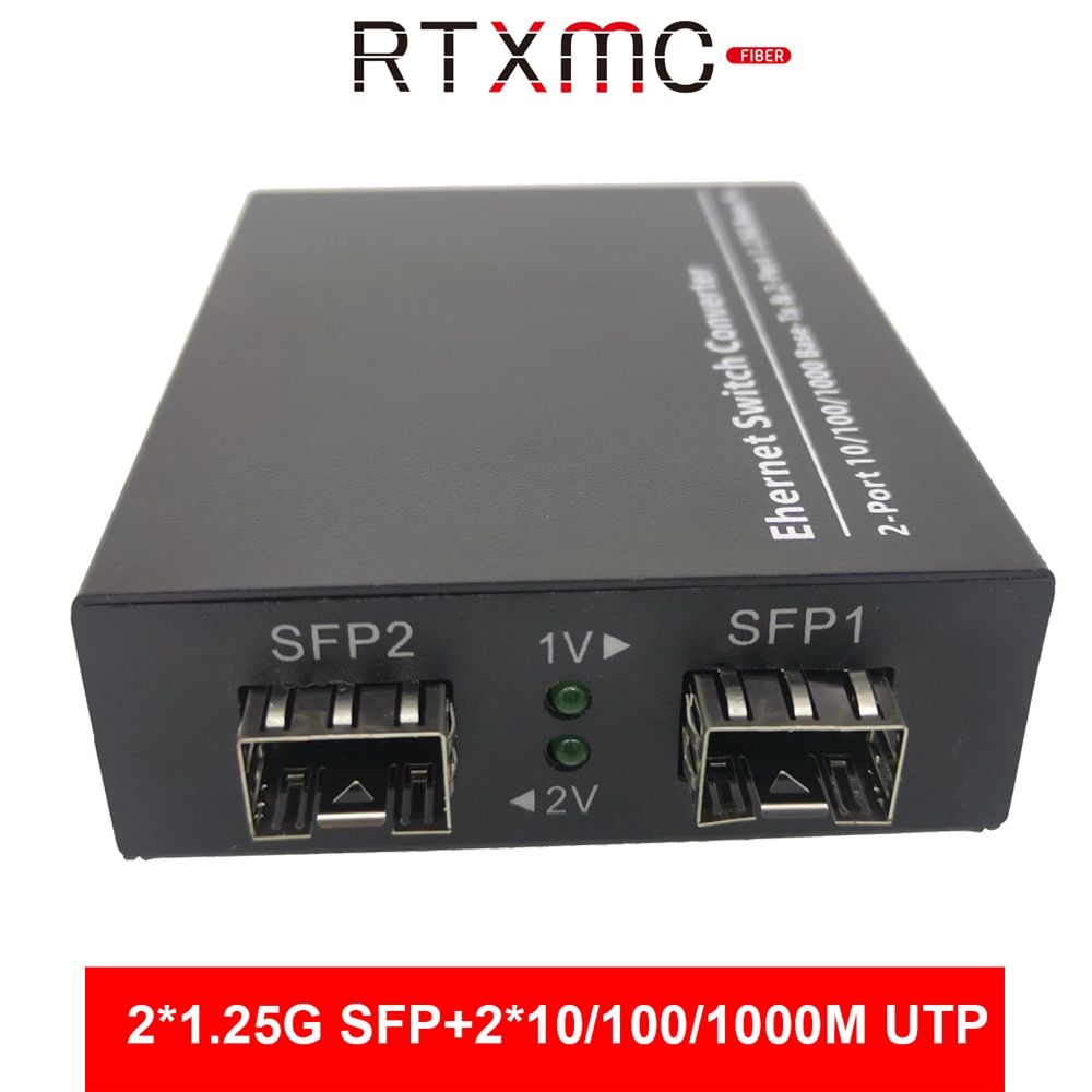 Gigabit Ethernet Switch Ethernet Fiber 2 Port 1.25G SFP Fiber & 10/100/1000Mbps UPT Gigabit Fiber Switch With Power