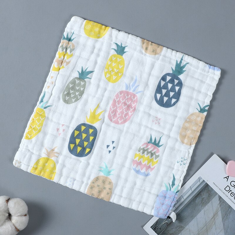 Baby Handdoek Cartoon Dieren Pasgeboren Gezicht Wassen Zakdoek Microfiber Peuter Katoen Gaas Veeg Doek Kinderen Levert: pineapple