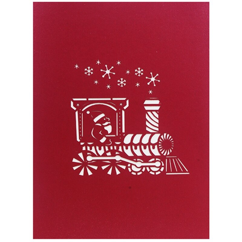 1set Xmas Santa Claus Train 3D Pop Up Greeting Card Merry Christmas 3D Paper Christmas