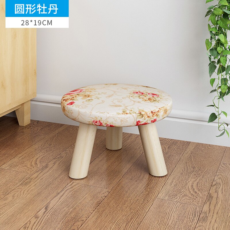 Tissus tabouret rond en bois maison adulte enfants canapé petite chaise basse poufs moderne changement chaussures banc: 15