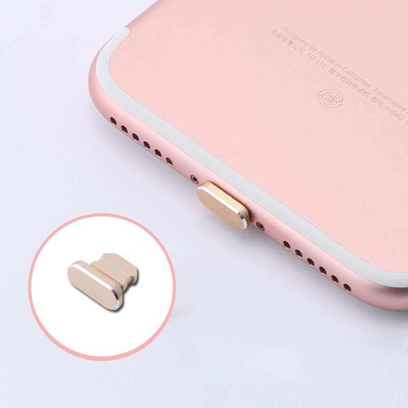 Aluminium Stof Plug Voor Ipad Voor Iphone X Xs Max Xr 8 7 6 6S Plus 5 5S 5C Se Lading Poort Stopple Dust Plug Rose Goud