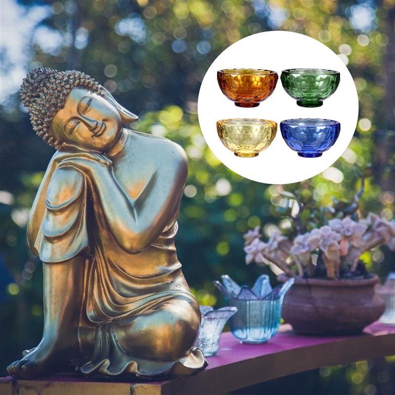 Bol d'eau bouddhiste tibétain, 4 pièces, tasse d'eau bénite, bol d'offrande bouddhiste, pour Temple, maison, d'intérieur