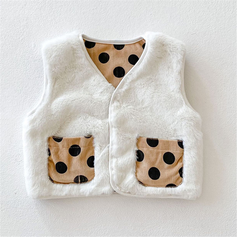 Fleece Baby Boy Vest Jacket Winter Vintage Polka Dot Peuter Baby Meisjes Warme Kleding Mode Dikke Zachte Kids Vest