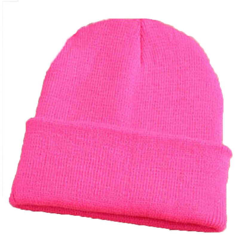 candy stijl wollen gebreide vrouwen Hoeden Meisjes Caps Jongens Mutsen hip hop winter warm caps cagoule cap Skullies bonne voor mannen: Fluorescent Pink