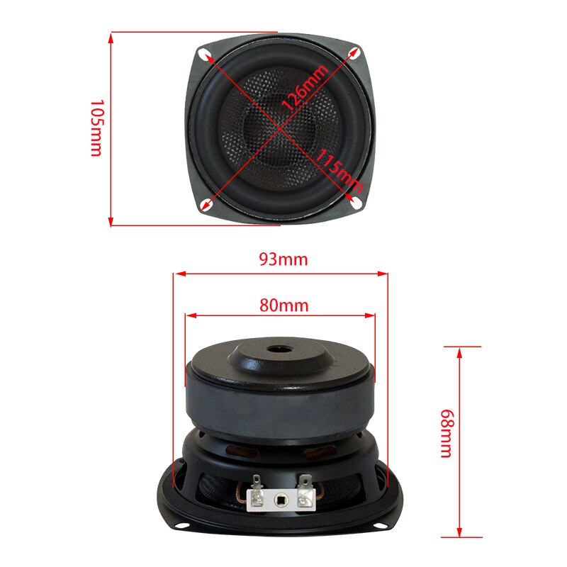 Haut-parleurs de caisson de basses 40W, 4 pouces, 4ohm, 8ohm, Hifi, basse profonde, bibliothèque, haut-parleur, bassin en Fiber de verre, Home cinéma, bricolage