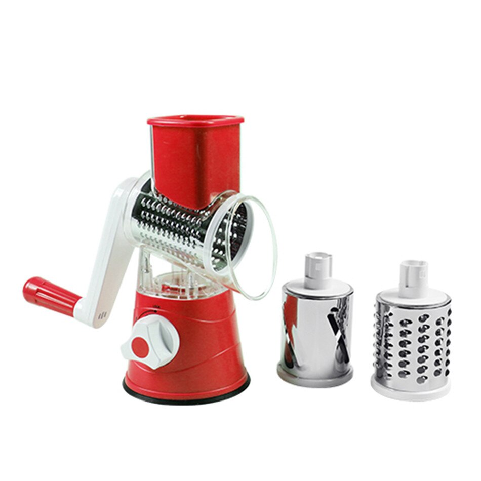 Multi-function rotary grater vegetable shredded potato machine vegetable grater manual cabbage kitchen knife kitchen tool: Red