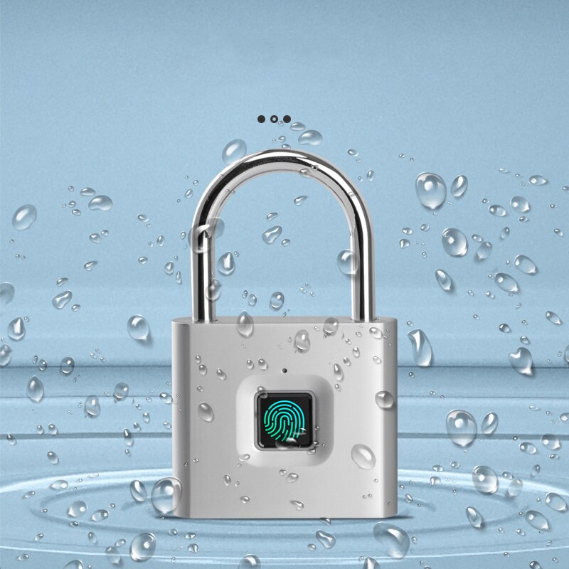 Cerradura de puerta recargable por USB sin llave, candado inteligente con huella dactilar, desbloqueo rápido, Chip de autodesarrollo de Metal de aleación de Zinc, color negro y plateado