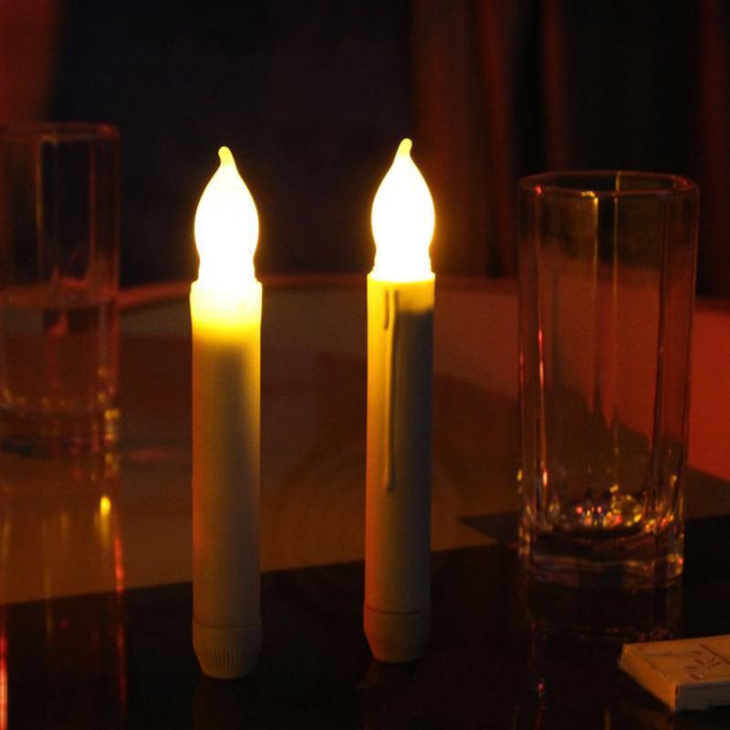 12PCS Flameless LED Taper Candles Lights, Battery Operated Candlesticks with Warm Yellow Flame, Dripless Taper Candles