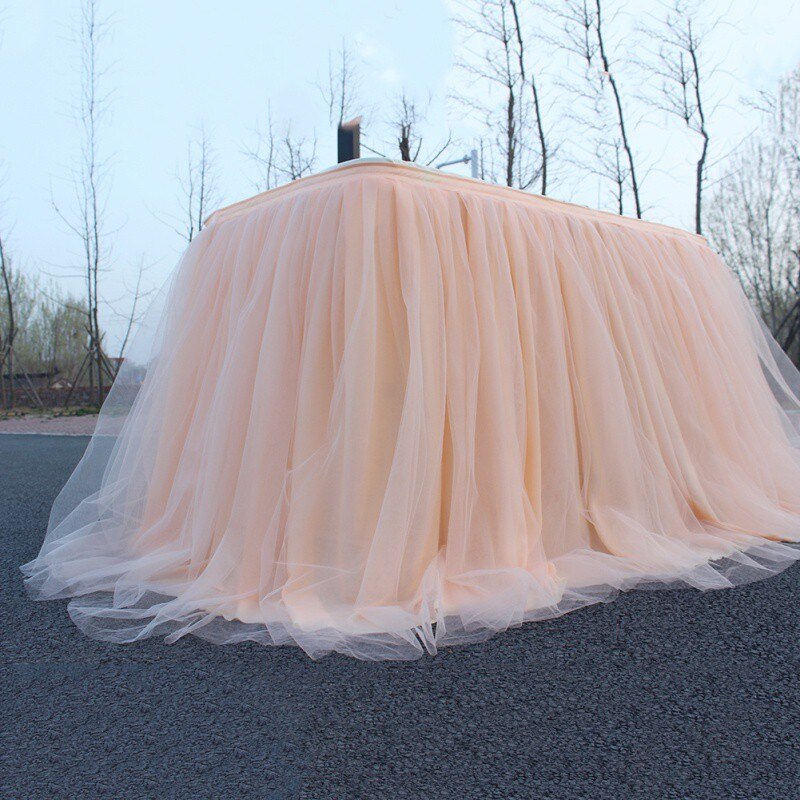 Tutu Tulle Tafel Rok Elastische Mesh Tulle Servies Tafelkleed Voor Bruiloft Tafel Decoratie Thuis Textiel Accessoires #1: Goud