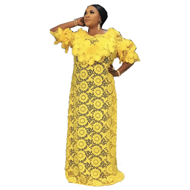 Lace African Dresses for Women Plus Size Muslim Dashiki African Clothes Abaya Dubai Boubou Robe Africa Maxi Dress