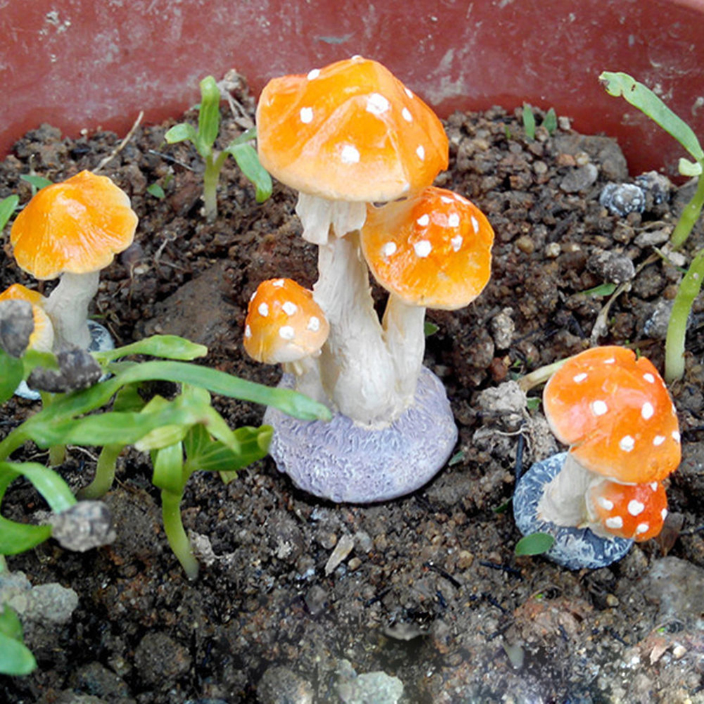 1pc svampe paddehatte figurer harpiks miniature håndværk gør-det-selv ornament fe have ornament dekoration terrarium dukkehus indretning