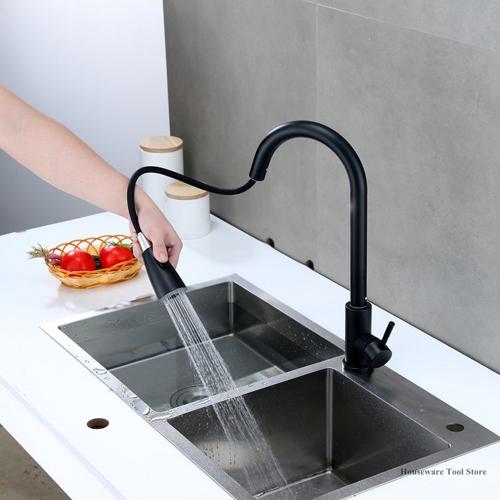 Stainless Steel Kitchen Tap Cold Water Way Outlet Pipe Tap Basin Plumbing Hardware Sink Faucets Sprayer Head Kitchen Faucet