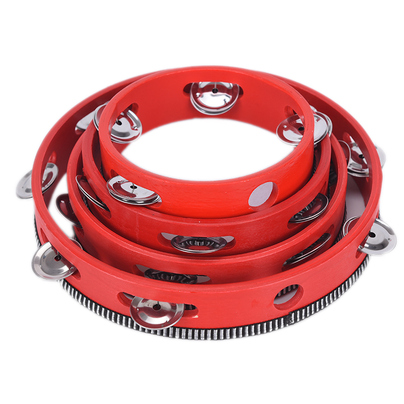 Pandereta de mano de 15/18/20CM, campana de tambor, cascabeles de Metal de abedul, instrumento educativo Musical de percusión para juegos de KTV para niños