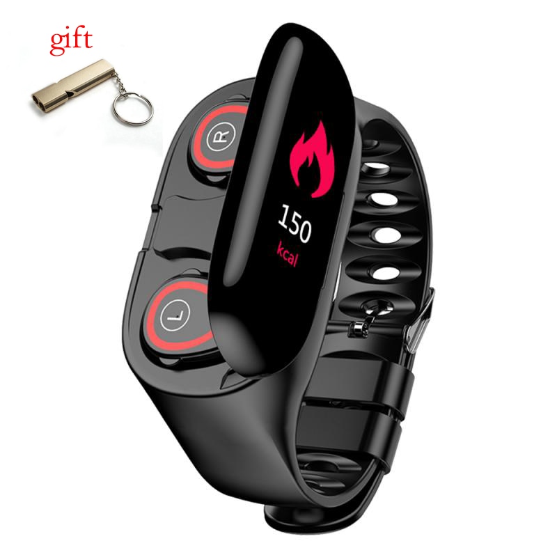 M1 AI Smart Watch With Bluetooth Earphone Heart Rate Monitor Portable Headphones Smart Band Outdoor Sport Bike Cycling