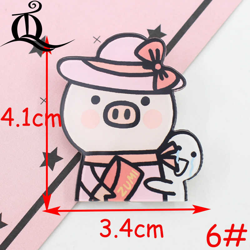 1 PC MIX mooie Wacky varken Cartoon Acryl Badges Kawaii Badge Pictogrammen op De Rugzak Badges voor Kleding Handtas Pin broche Z37: No6