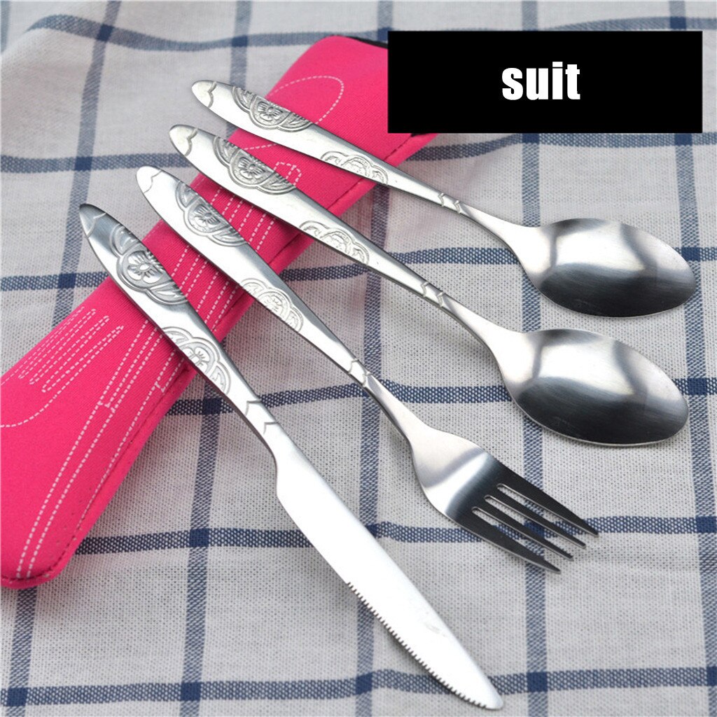 Cuchillos de acero inoxidable con forma de tenedor, cuchara para viajes en familia, Cubiertos para acampar, vajilla portátil para exteriores, Cubiertos de acero inoxidable