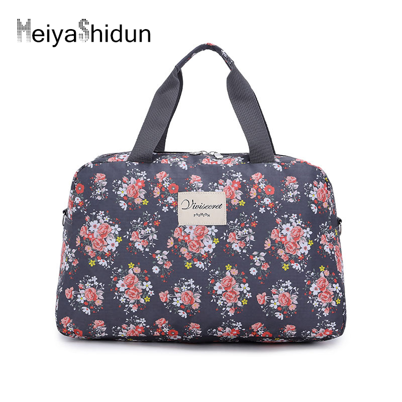 Bolso organizador de viaje con estampado de rosas, bolso de viaje plegable portátil para mujer, bolso de viaje para mujer