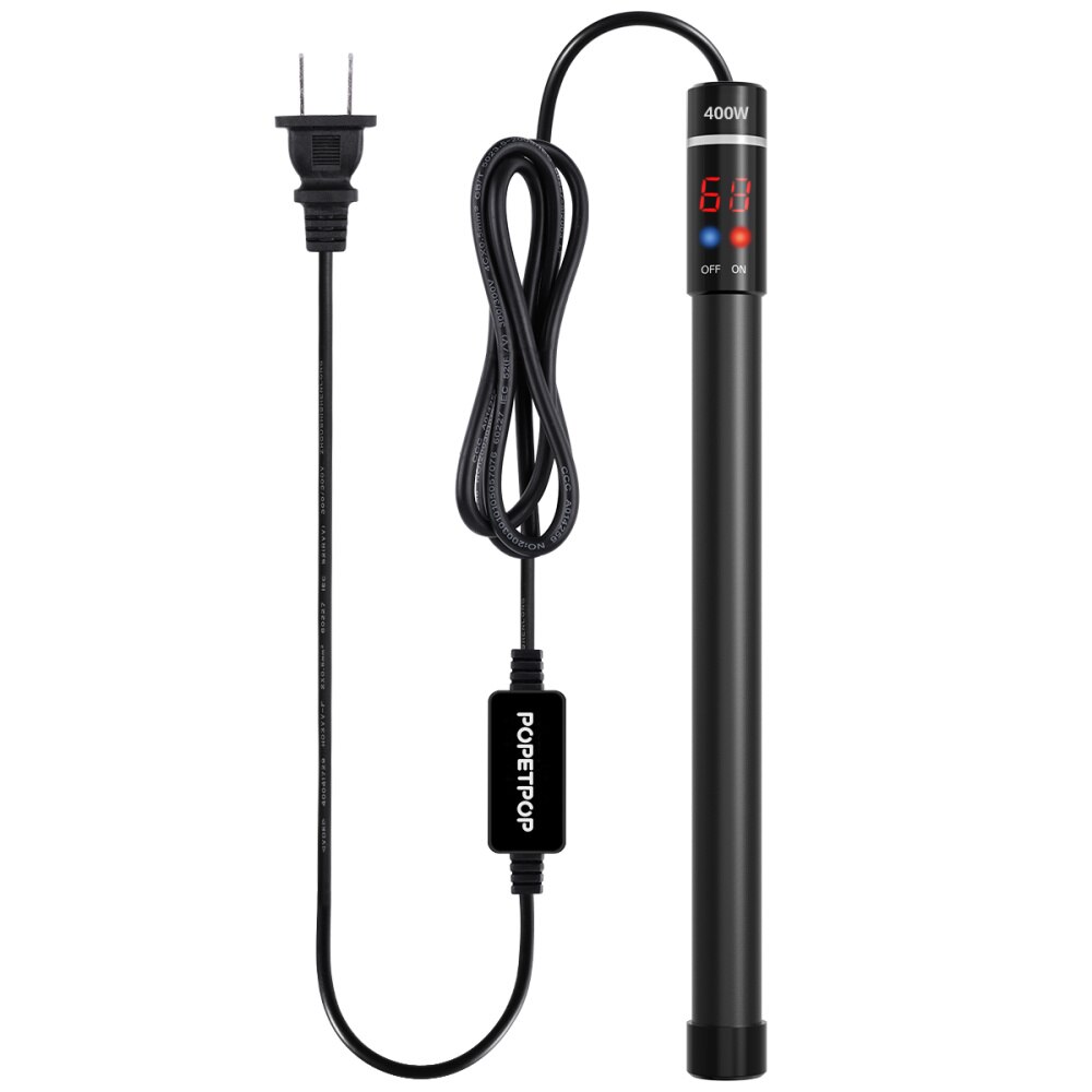 POPETPOP 400W Submersible Aquarium Heater Titanium Heating Rod with and LED Digital Display(Plug): As Shown 1