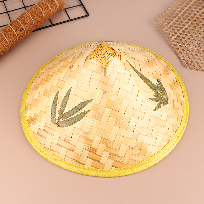 Chinese Retro Bamboe Rotan Vissershoed Handgemaakte Weave Stro Emmer Hoed Toerisme Regendans Rekwisieten Kegelvissen Zonnescherm Hoed