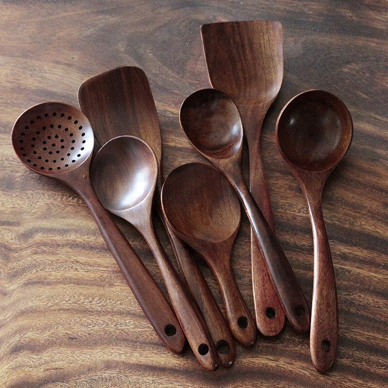 Wooden Cooking Utensil Non Stick Slotted Spoon Cooking Dinner Food Shovel Spatula Spoon Ladle Food Kitchen Tools
