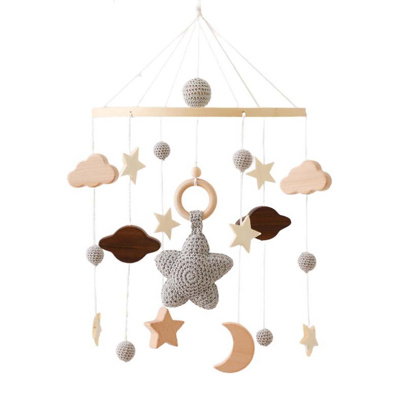 Campana para cama móvil para cuna de bebé, sonajero de madera de ganchillo, colgante de estrellas, campana para cama, juguetes para recién nacido, soporte para cuna cómodo, juguetes colgantes,: Verde