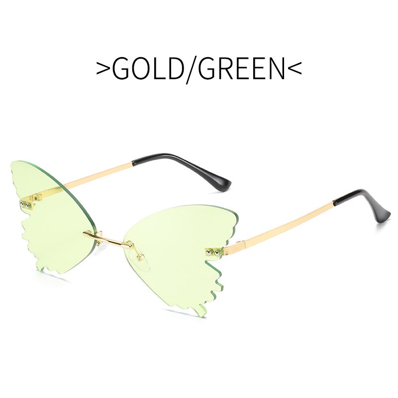 Gafas tipo mariposa sin montura para hombre y mujer, anteojos de sol unisex con de libélula, a la , con protección UV400: Green