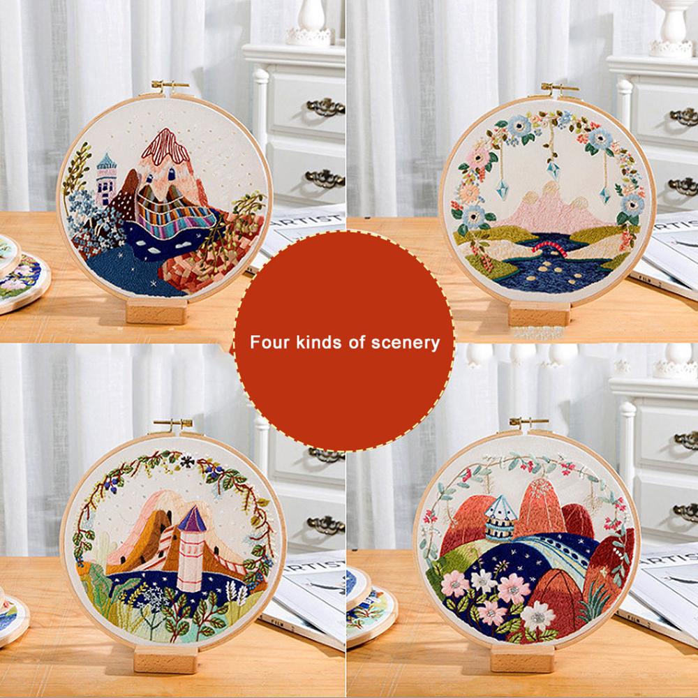 Decoração de bordado artesanal para iniciantes, kit de bordado, costura, faça você mesmo