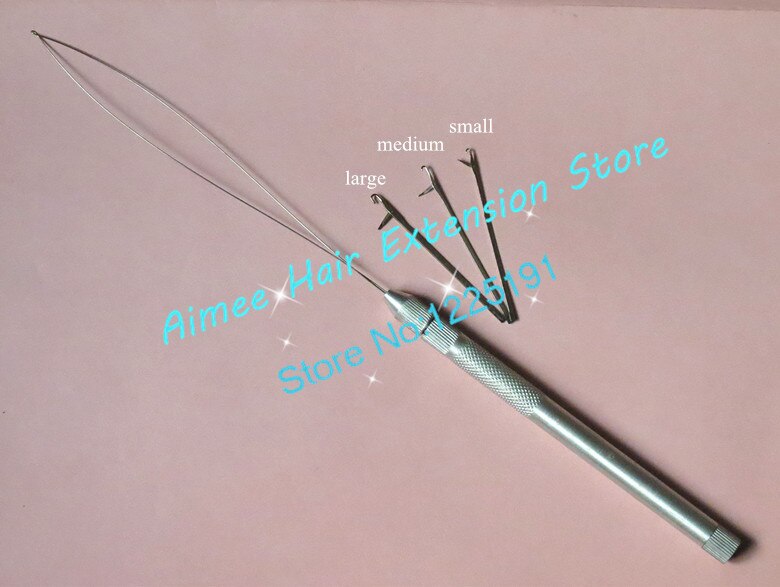 2PCS Metal Lace Wig Making Ventilation/Handle Pulling/Weaving Needles micro ring loop threader for hair extension tool