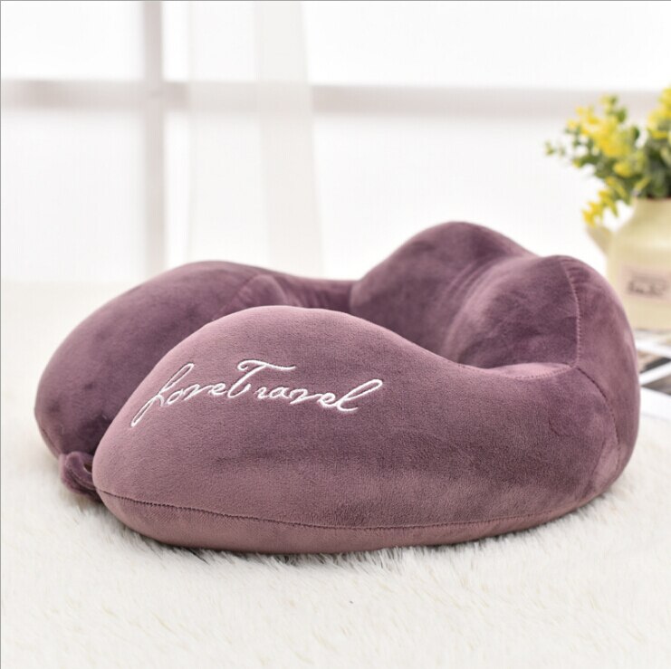 Foam Pad U-vormige Reizen Kussen Vliegtuig Reizen Sleep Head Rest Ondersteuning Kussen Soft Foam Nekkussen Auto Kussen Kussen: Paars