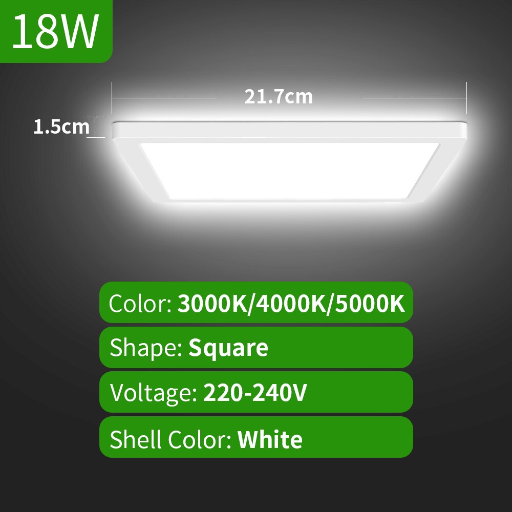 Led Plafond Verlichting 3CCT 18W 24W Moderne Opbouw Led-paneel Plafondlamp Voor Woonkamer Verlichting Armatuur: 18W 3CCT Square