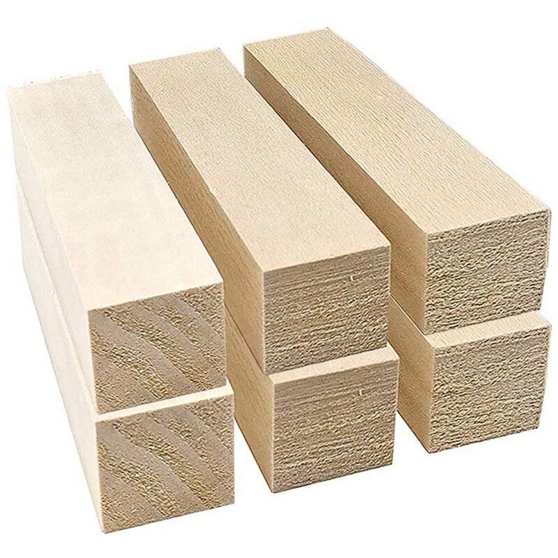 6Pcs Basswood Carving Blocks For Wood Beginners Carving Hobby Kit DIY Carving Wood: Default Title