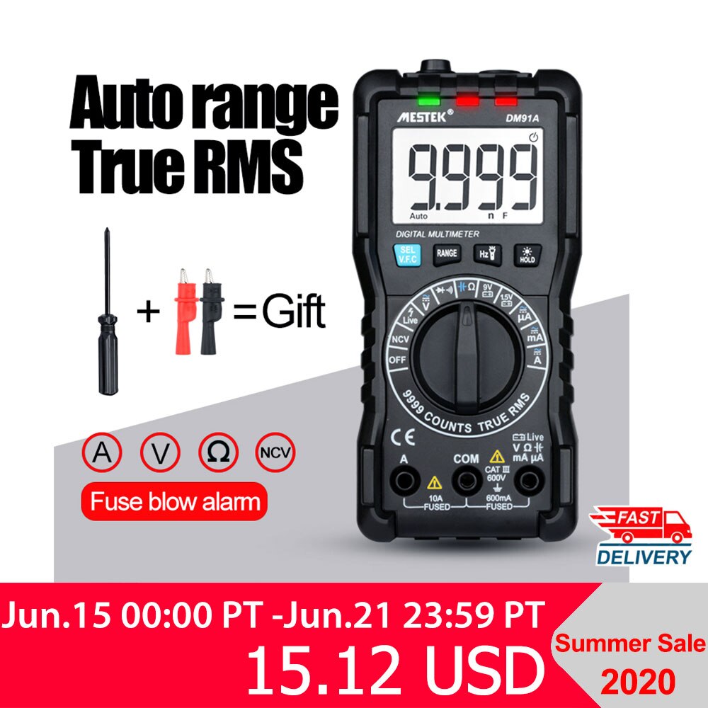 Mestek Intelligente Multimeter DM91A/DM91S Multimeter 9999 Telt Smart Auto Range Tester Multimetre Multi Meter Multitester